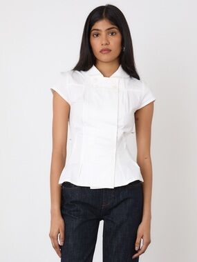 Peachy Den Women's White Missy Blouse White Feminine Size XS